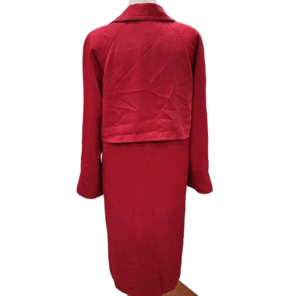 Gallery women's red long maxi full length double breast trenchcoat 10P - Picture 4 of 10